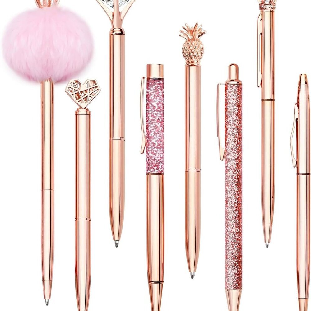 8Pcs Ballpoint Pens Set Metal Crystal Diamond Pen Glitter for Journaling Pen Bli - Picture 9 of 9